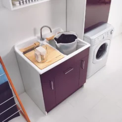 Lavatoio 80x60x86h Cm Con Cesto Portabiancheria Melanzana Twist Colavene -Vendite Ediliamo lavatoio 80x60x86h cm con cesto portabiancheria melanzana twist colavene 6