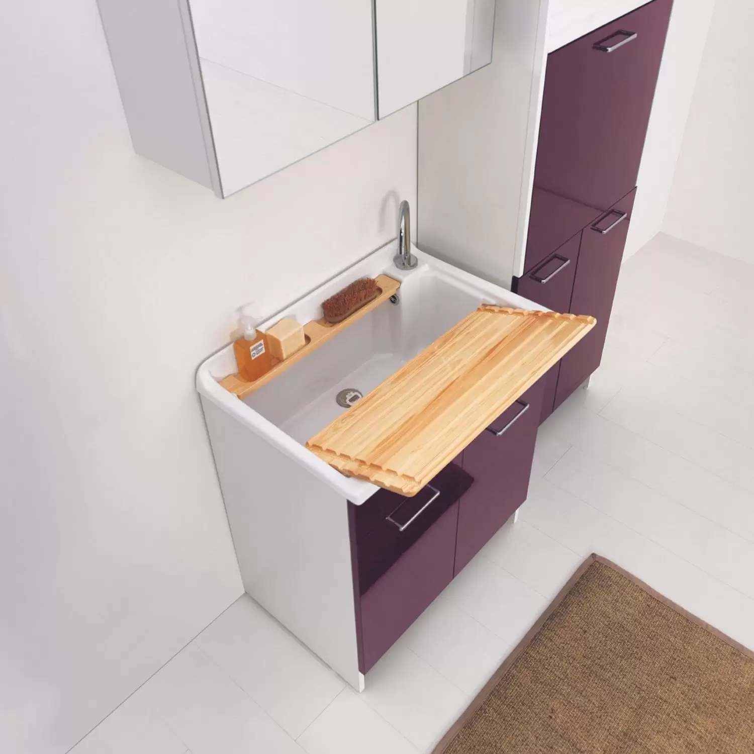 Lavatoio 80x60x86h Cm Con Cesto Portabiancheria Melanzana Twist Max Colavene 1 Lavatoio 80x60x86h Cm Con Cesto Portabiancheria Melanzana Twist Max Colavene