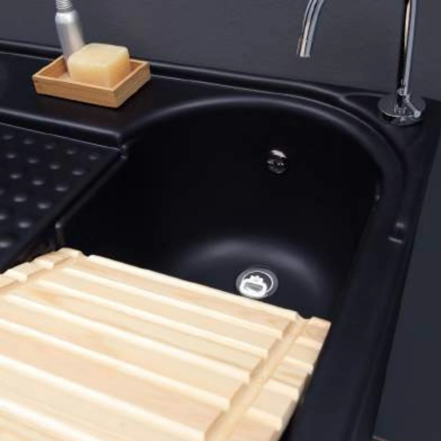 Lavatoio Con Coprilavatrice 106x60x89h Cm Con Vasca A DX Lavacril Colavene Nero 3 Lavatoio Con Coprilavatrice 106x60x89h Cm Con Vasca A DX Lavacril Colavene Nero - immagine 3