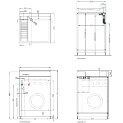 Lavatoio Con Coprilavatrice 73x67x109h Cm Con Vasca Lavacril ON Colavene Nero