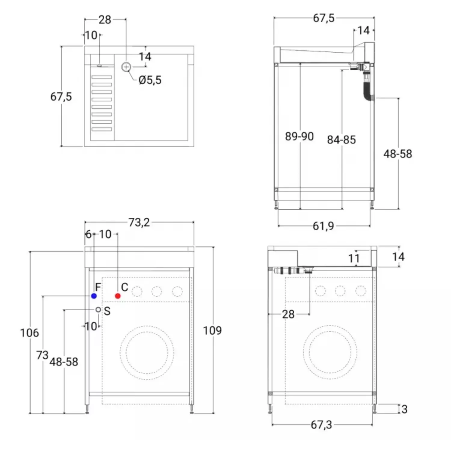 Lavatoio Con Vano Lavatrice 73x67x109h Cm Lavacril ON Colavene Bianco 3 Lavatoio Con Vano Lavatrice 73x67x109h Cm Lavacril ON Colavene Bianco - immagine 3