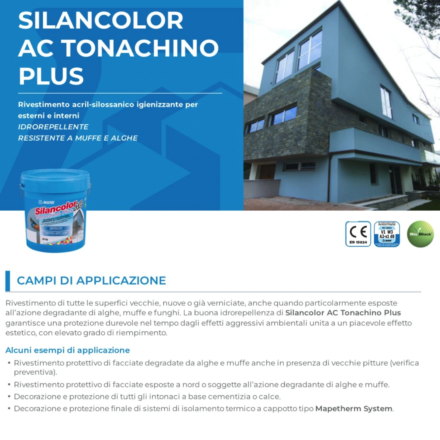 Silancolor AC Tonachino Plus Mapei - Rivestimento Acrilsilossanico Antialga 2 Silancolor AC Tonachino Plus Mapei - Rivestimento Acrilsilossanico Antialga - immagine 2