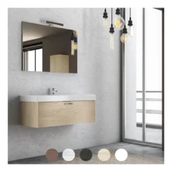 Mobile Bagno 100cm Con Lavabo E Specchio Edo Levi Mobili