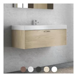 Mobile Bagno 100cm + Lavabo E Specchio Led Edo Levi Mobili