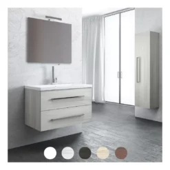 Mobile Bagno 90x51 Cm Sospeso Levi Mobili | Completo