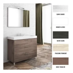 Mobile Bagno Con Lavabo + Specchio + Lampada Leo Levi Mobili