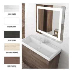 Mobile Bagno Con Lavabo-specchio-Led Touch Screen Leo Levi Mobili