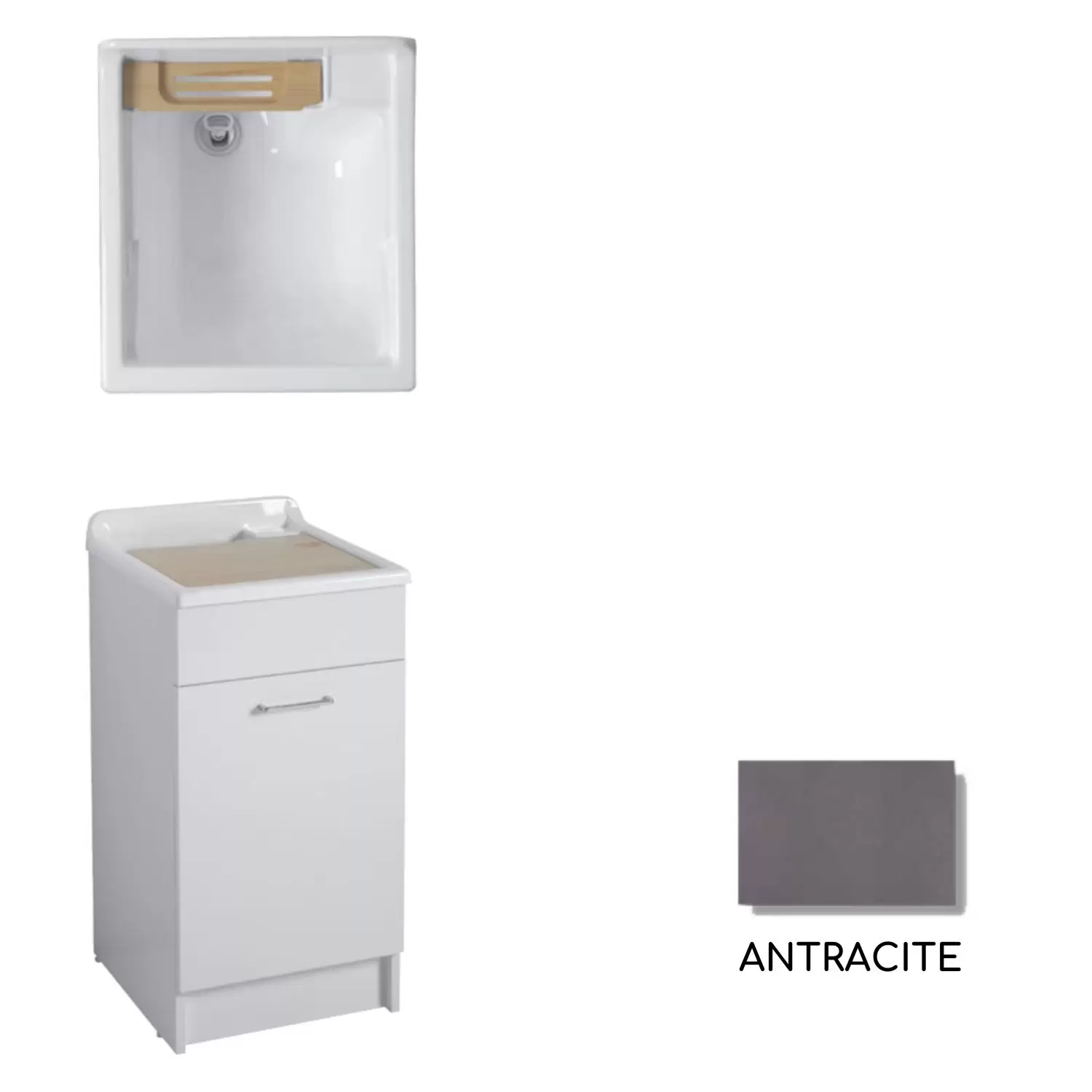 Mobile Con Lavatoio 45x60x86h Cm Apertura Anta A DX Antracite Swash Colavene 4 Mobile Con Lavatoio 45x60x86h Cm Apertura Anta A DX Antracite Swash Colavene - immagine 4