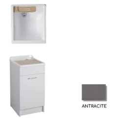 Mobile Con Lavatoio 45x60x86h Cm Apertura Anta A SX Antracite Swash Colavene -Vendite Ediliamo mobile con lavatoio 45x60x86h cm apertura anta a sx antracite swash colavene 4