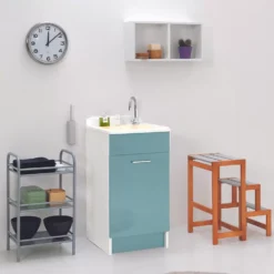 Mobile Con Lavatoio 45x60x86h Cm Apertura Anta A SX Celeste Swash Colavene
