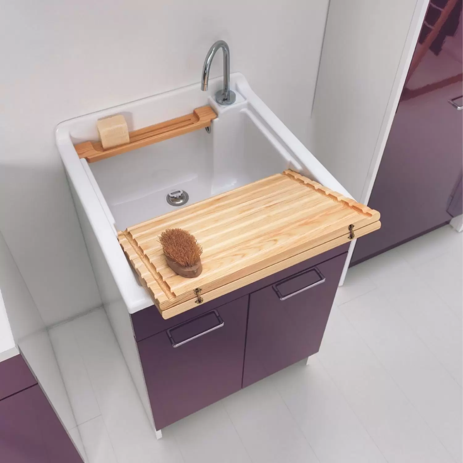 Mobile Con Lavatoio 60x60x86h Cm Doppia Anta Melanzana Swash Colavene 8 Mobile Con Lavatoio 60x60x86h Cm Doppia Anta Melanzana Swash Colavene - immagine 8