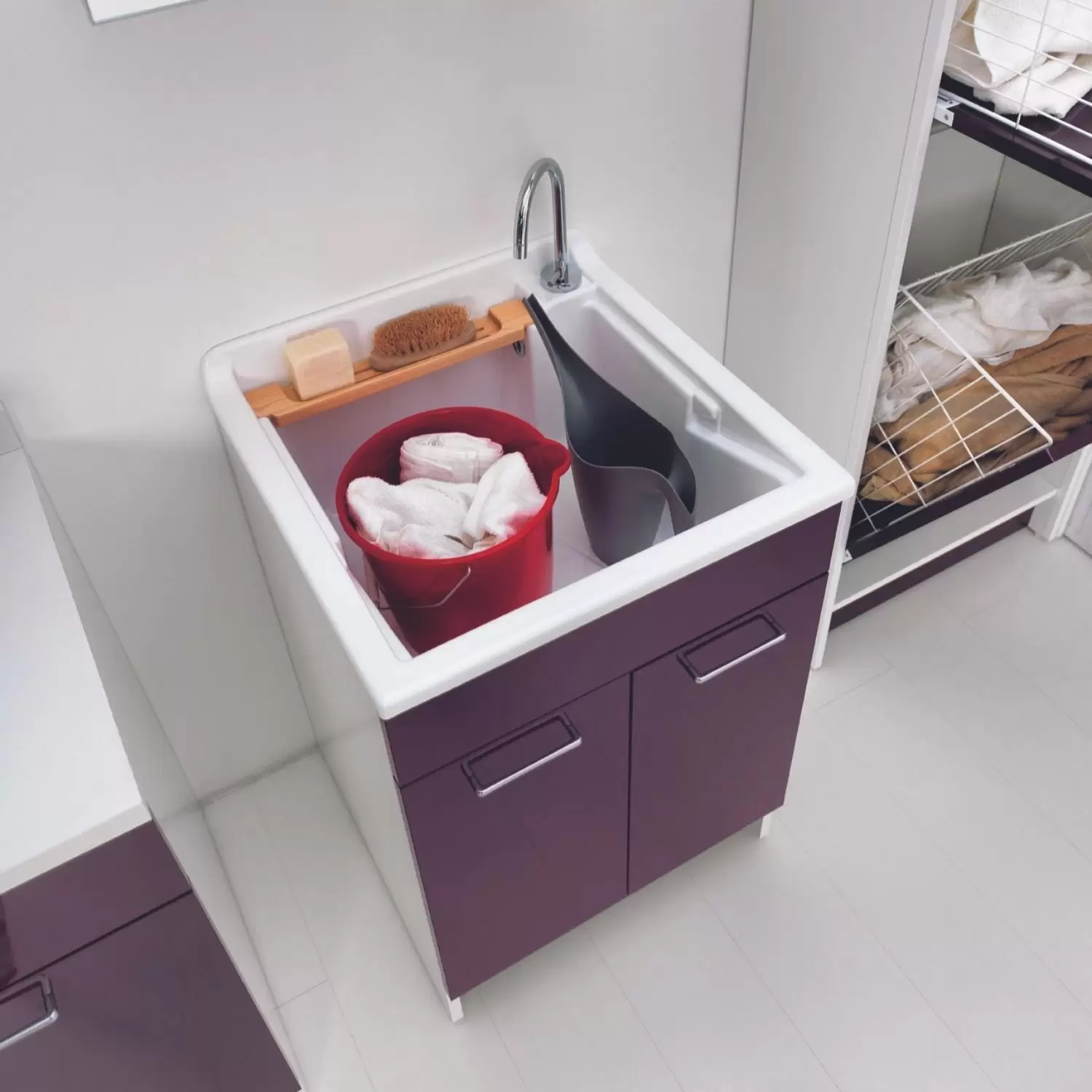 Mobile Con Lavatoio 60x60x86h Cm Doppia Anta Melanzana Swash Colavene 9 Mobile Con Lavatoio 60x60x86h Cm Doppia Anta Melanzana Swash Colavene - immagine 9