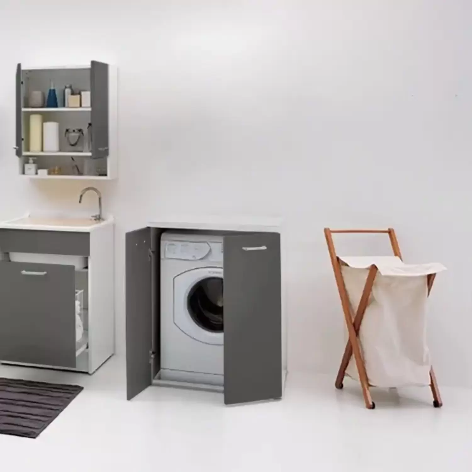 Mobile Contenitore Lavatrice 70x66X91h Lucido Antracite Colavene 2 Mobile Contenitore Lavatrice 70x66X91h Lucido Antracite Colavene - immagine 2