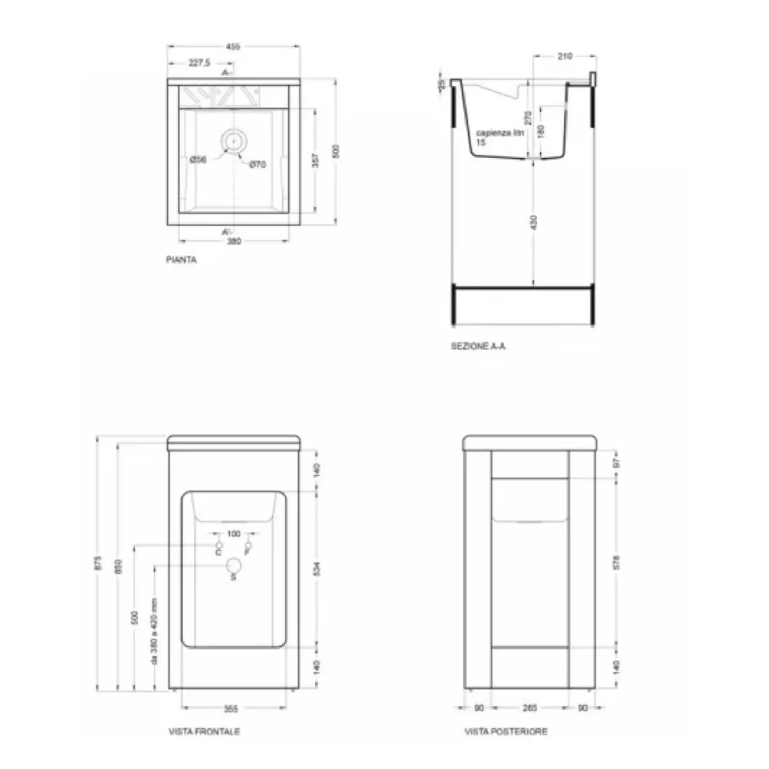 Mobile Lavatoio 45x50x87h Cm Con Vasca Lavacril Colavene Grigio 3 Mobile Lavatoio 45x50x87h Cm Con Vasca Lavacril Colavene Grigio - immagine 3