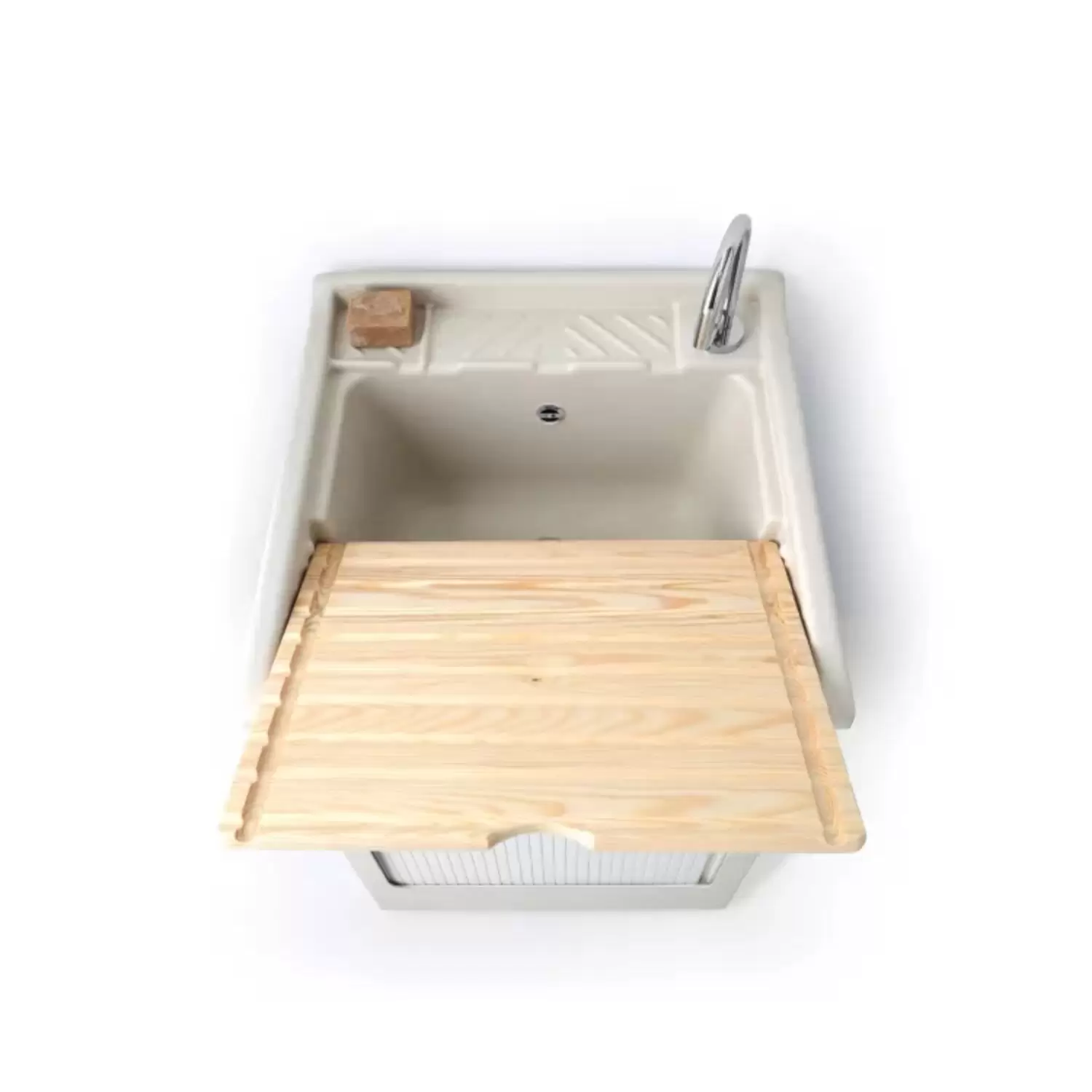 Mobile Lavatoio 50x50x87h Cm Con Vasca Lavacril Colavene Avorio 3 Mobile Lavatoio 50x50x87h Cm Con Vasca Lavacril Colavene Avorio - immagine 3