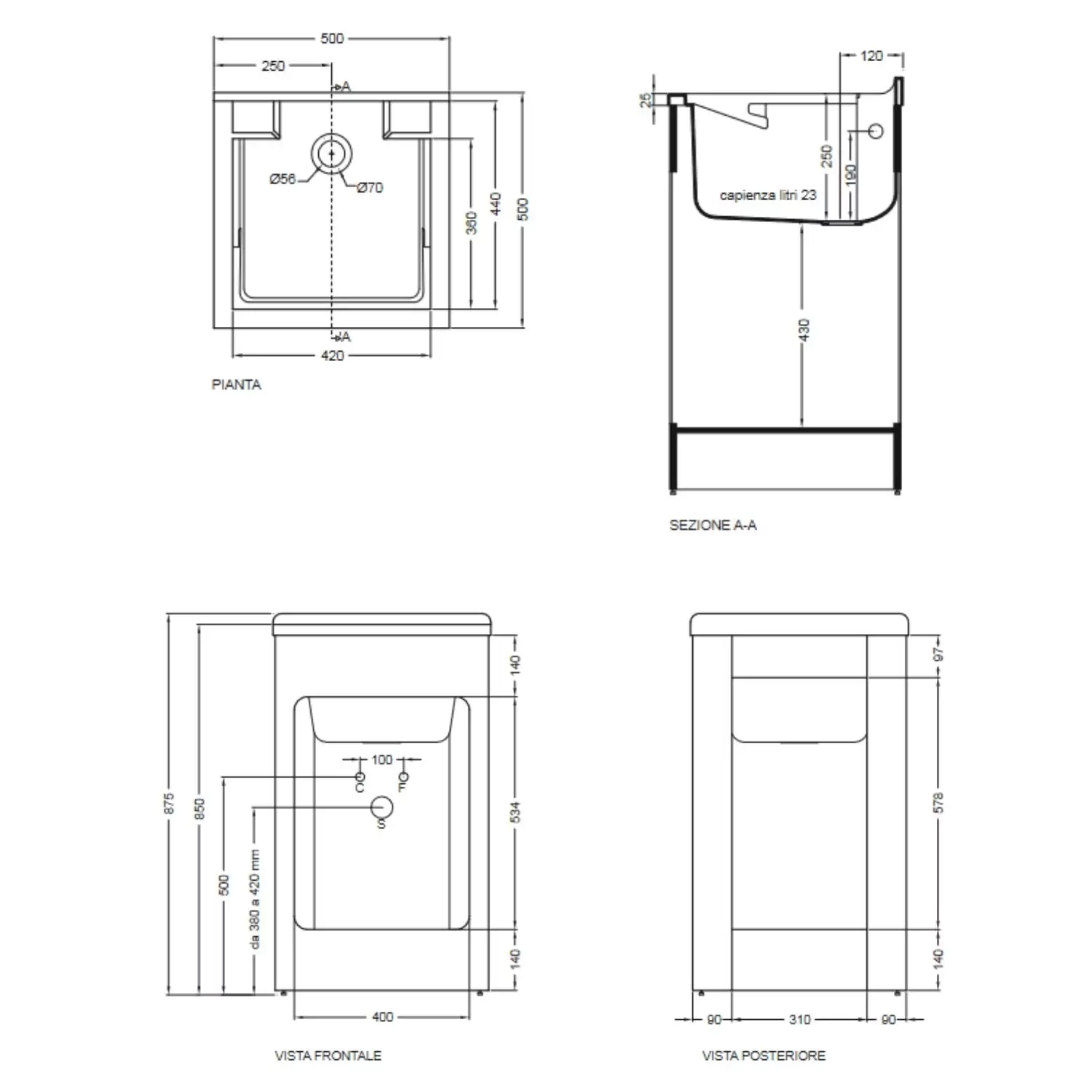 Mobile Lavatoio 50x50x87h Cm Con Vasca Lavacril Colavene Avorio 4 Mobile Lavatoio 50x50x87h Cm Con Vasca Lavacril Colavene Avorio - immagine 4