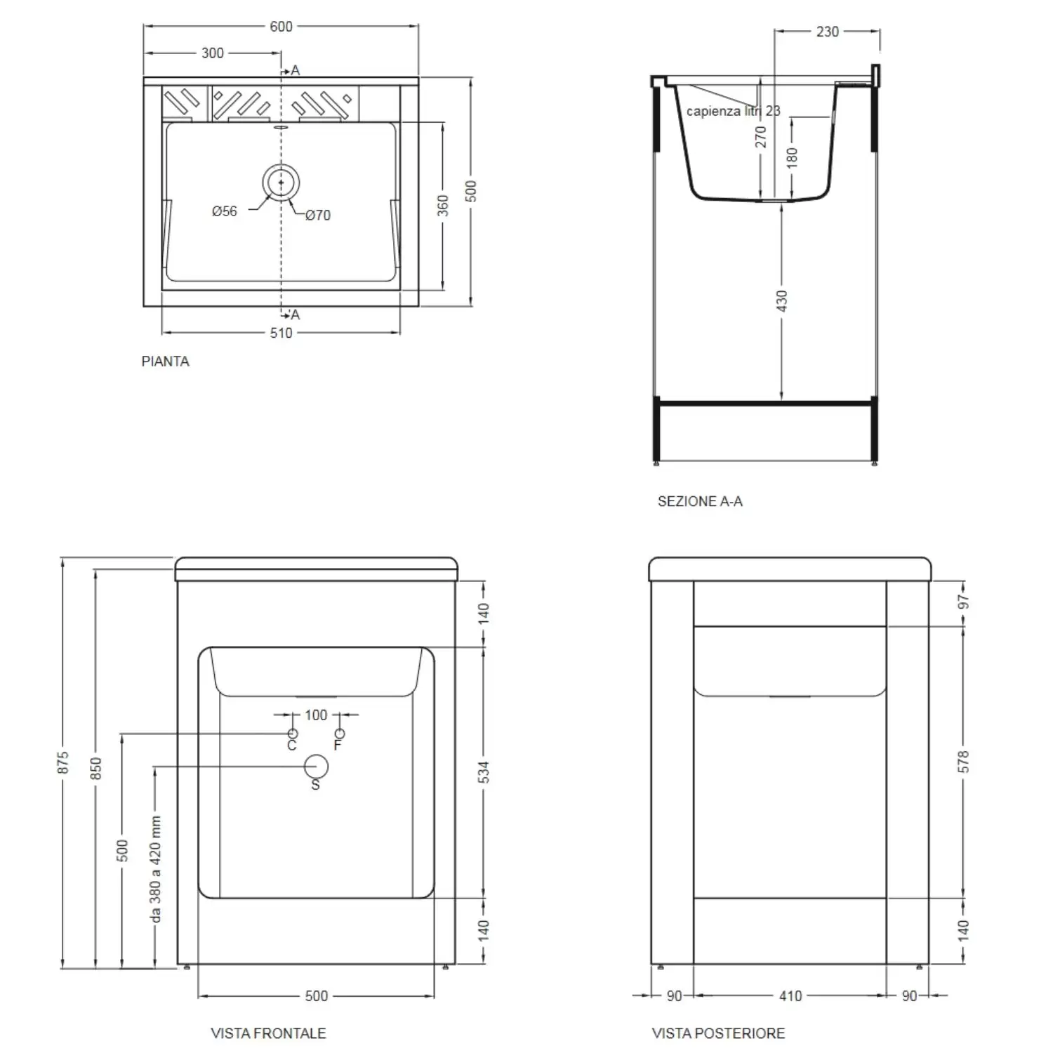 Mobile Lavatoio 60x50x87h Cm Con Vasca Lavacril Colavene Bianco 2 Mobile Lavatoio 60x50x87h Cm Con Vasca Lavacril Colavene Bianco - immagine 2