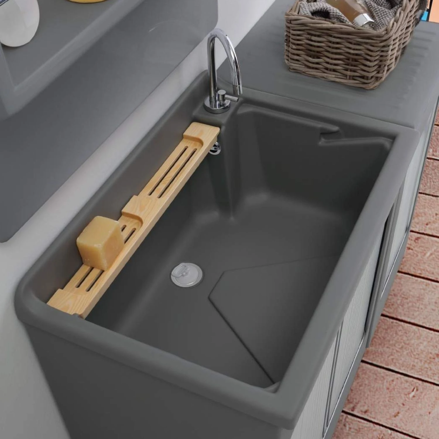 Mobile Lavatoio 75x50x87h Cm Con Vasca Lavacril Colavene Nero 5 Mobile Lavatoio 75x50x87h Cm Con Vasca Lavacril Colavene Nero - immagine 5