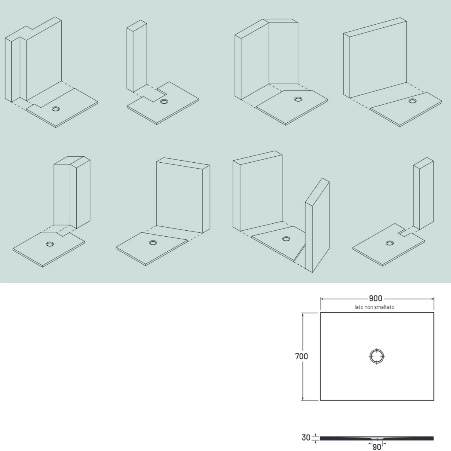 Piatto Doccia 90x70 Cm Bianco Opaco Porcellana Garda 3 Piatto Doccia 90x70 Cm Bianco Opaco Porcellana Garda - immagine 3