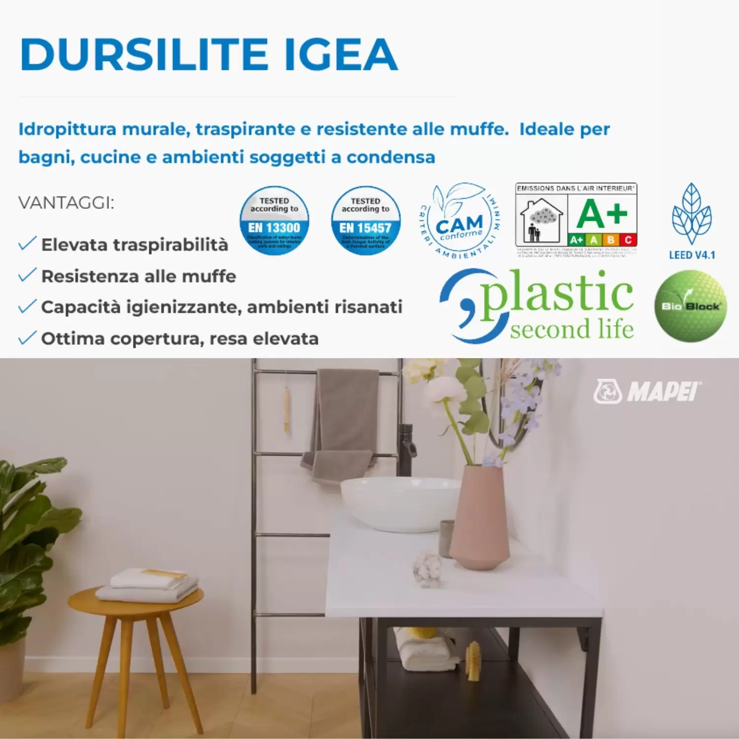 Pittura Traspirante Per Bagni E Cucine Colorata Dursilite Igea Mapei 2 Pittura Traspirante Per Bagni E Cucine Colorata Dursilite Igea Mapei - immagine 2