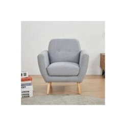 Poltrona In Tessuto Grigio Chiaro 84x79x86 H - BURTON