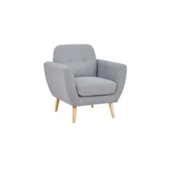 Poltrona In Tessuto Grigio Chiaro 84x79x86 H - BURTON -Vendite Ediliamo poltrona in tessuto grigio chiaro 84x79x86 h burton 5