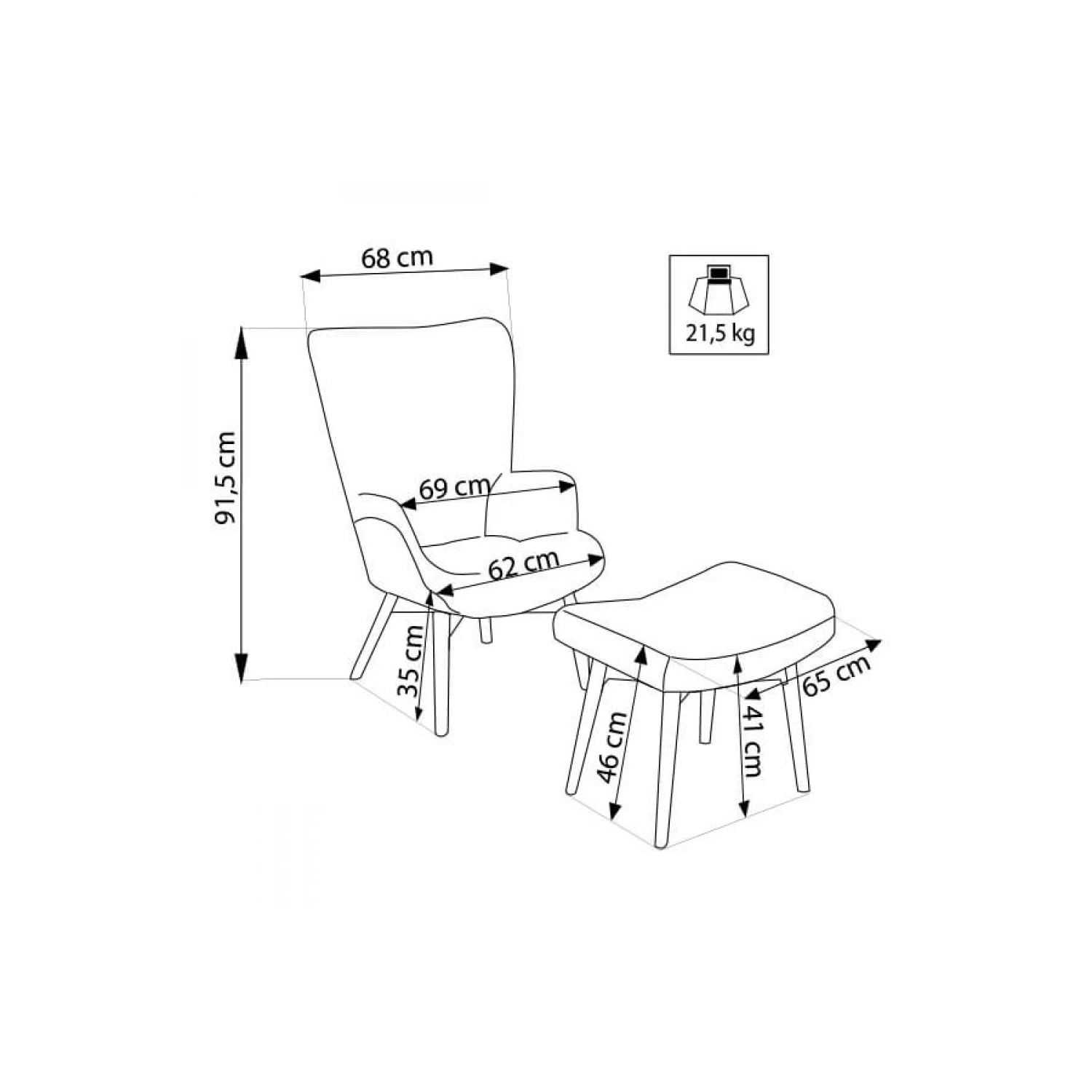 Poltroncina Con Poggiapiedi In Tessuto - Patchwork 4 Poltroncina Con Poggiapiedi In Tessuto - Patchwork - immagine 4