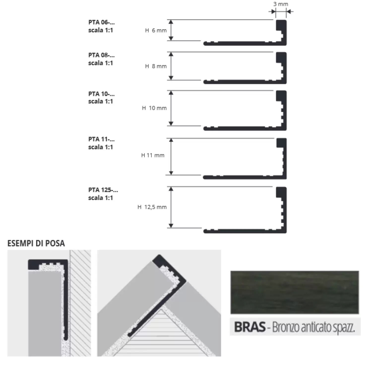 Profilo Per Rivestimenti 270 Cm Proterminal Bronzo Anticato Progress Profiles 3 Profilo Per Rivestimenti 270 Cm Proterminal Bronzo Anticato Progress Profiles - immagine 3