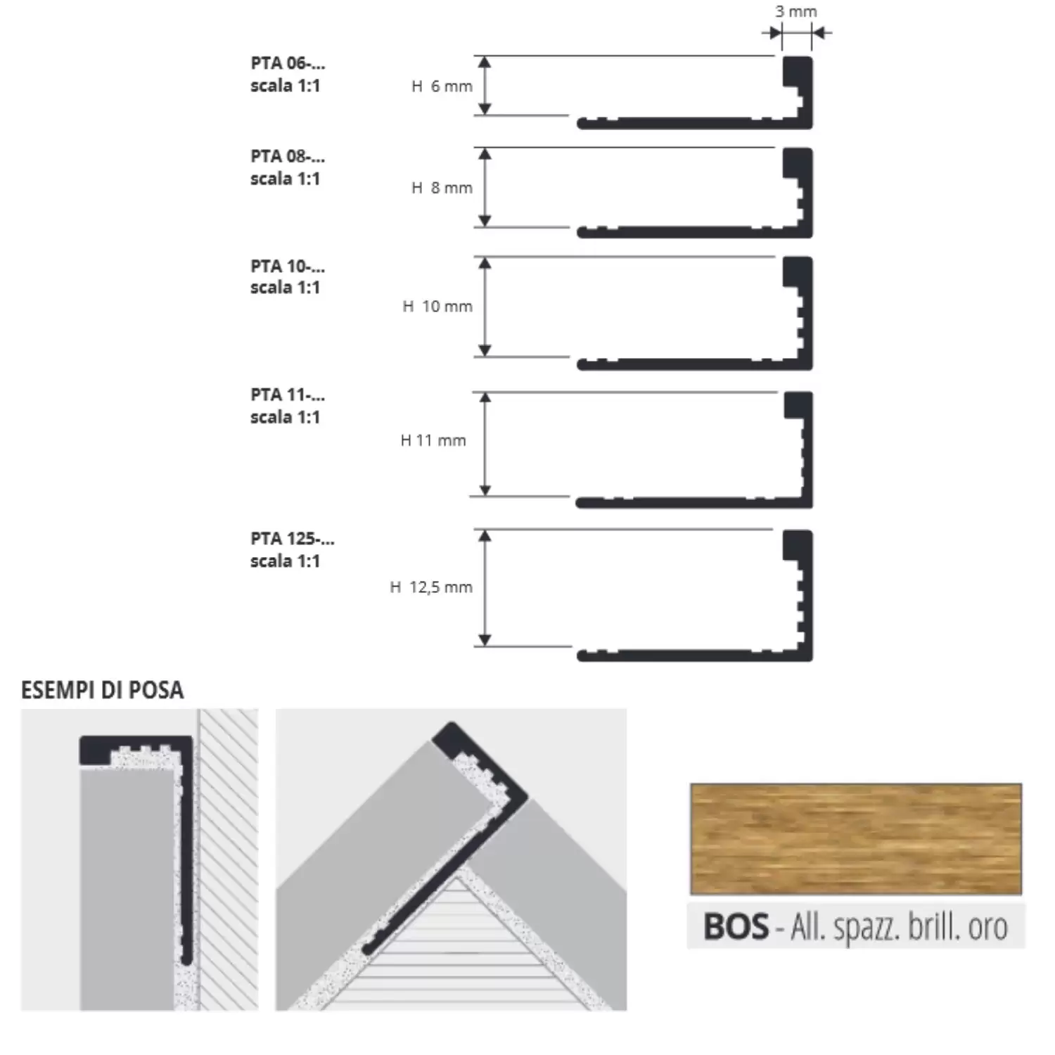 Profilo Per Rivestimenti 270 Cm Proterminal Oro Progress Profiles 3 Profilo Per Rivestimenti 270 Cm Proterminal Oro Progress Profiles - immagine 3