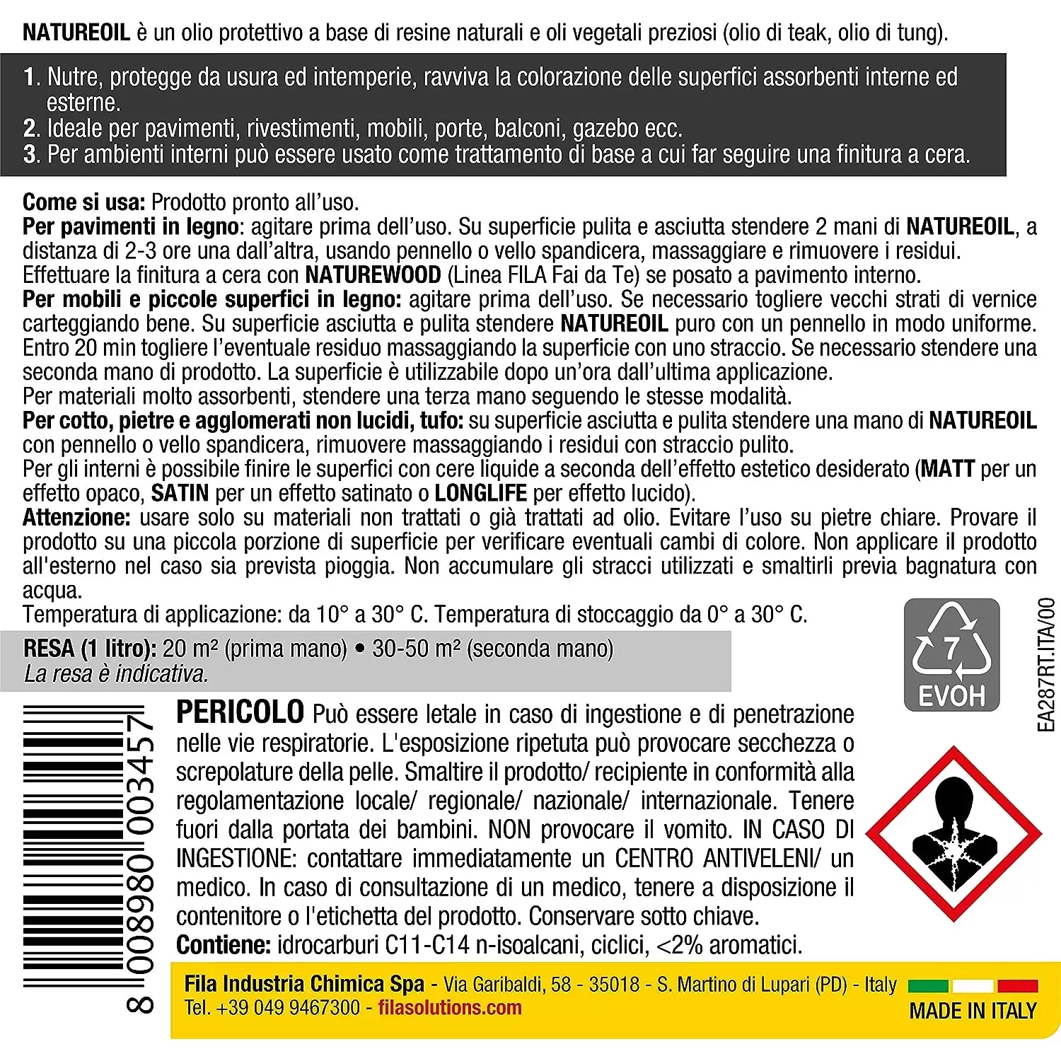 Protettivo Ravvivante Di Base Natur Oil Fila 1Lt 3 Protettivo Ravvivante Di Base Natur Oil Fila 1Lt - immagine 3