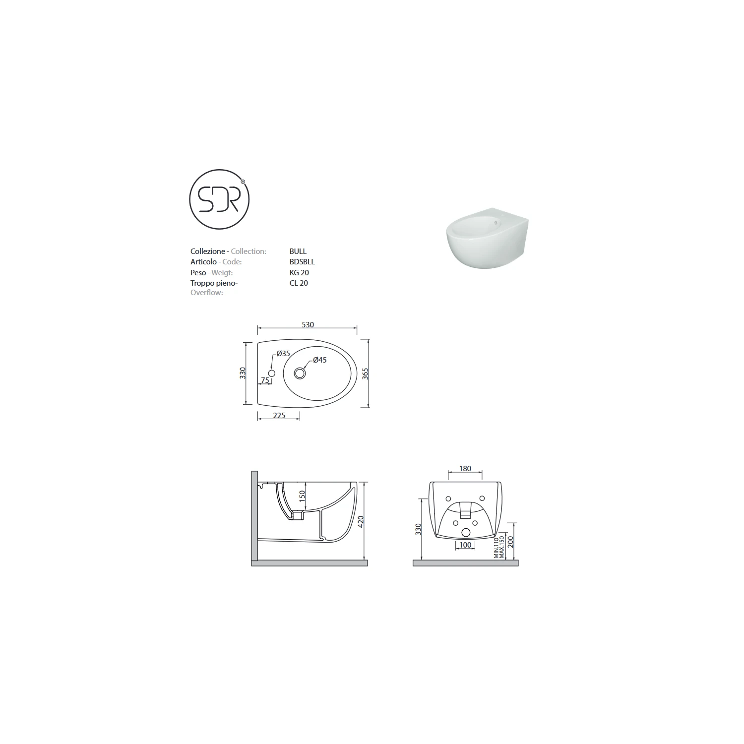 Sanitari Sospesi 53x36.5 Cm Color Sabbia BULL SDR 7 Sanitari Sospesi 53x36.5 Cm Color Sabbia BULL SDR - immagine 7