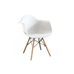 Sedia A Poltroncina Moderna Con Gambe In Legno Bianca - Moritz