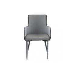 Sedia Con Braccioli In Ecopelle Grigio Chiaro - Camille -Vendite Ediliamo sedia con braccioli in ecopelle grigio chiaro camille 2