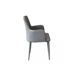 Sedia Con Braccioli In Ecopelle Grigio Chiaro - Camille -Vendite Ediliamo sedia con braccioli in ecopelle grigio chiaro camille 3