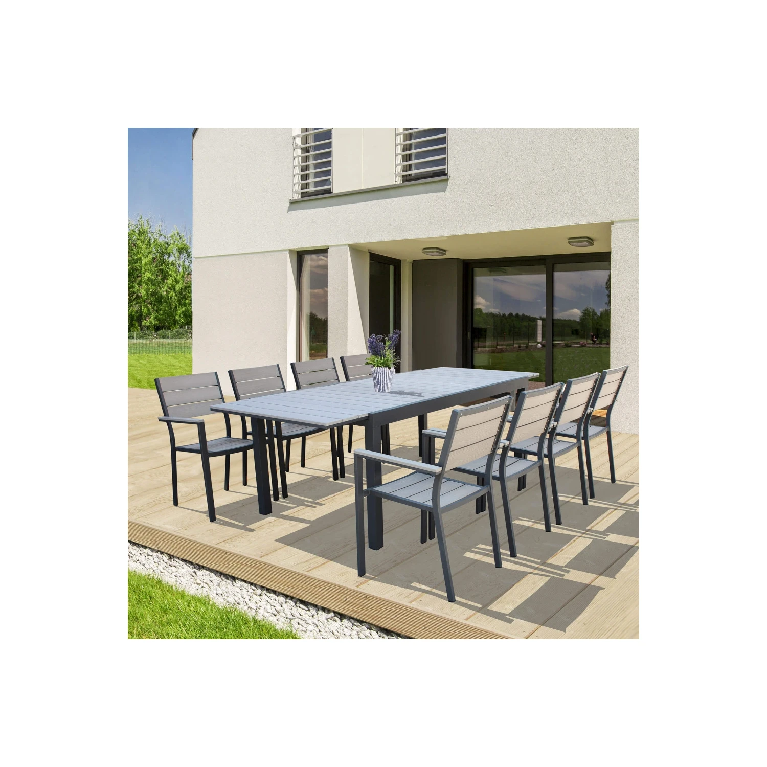 Sedia Giardino Impilabile In Alluminio Antracite Cervia 5 Sedia Giardino Impilabile In Alluminio Antracite Cervia - immagine 5