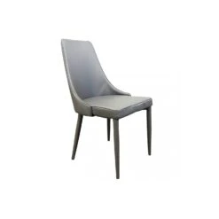 Sedia In Ecopelle Grigio Scuro - Camille