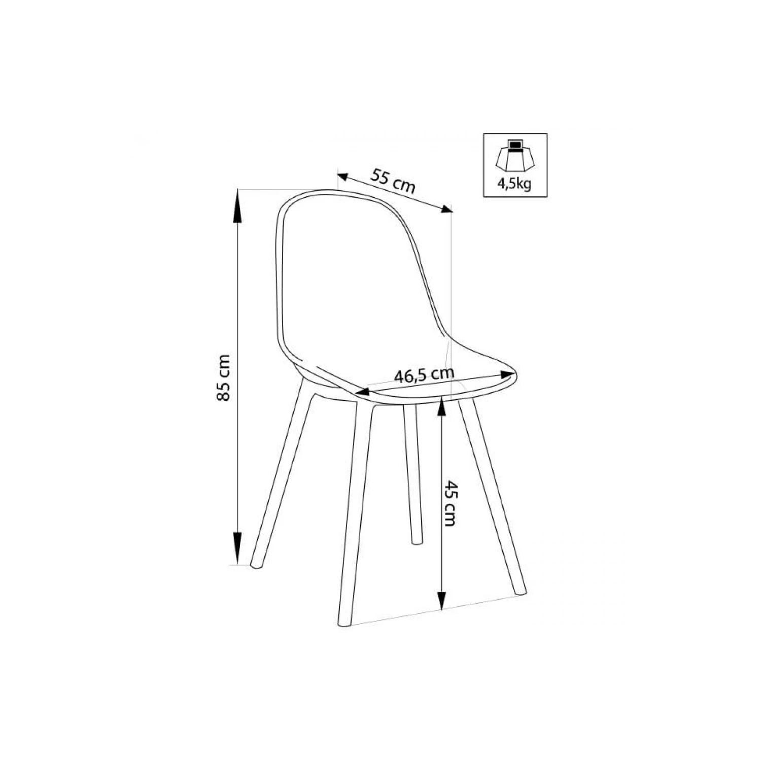 Sedia In Polipropilene Antracite Vichy 6 Sedia In Polipropilene Antracite Vichy - immagine 6
