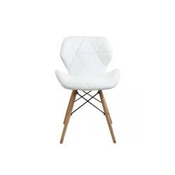 Sedia Moderna Bianca Con Gambe In Legno Rivestita In PU - Annapolis