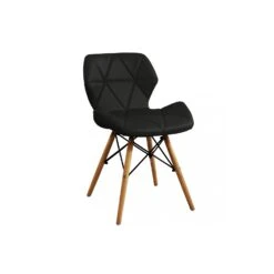 Sedia Moderna Nera Con Gambe In Legno Rivestita In PU - Annapolis