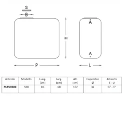 Serbatoio 500 Litri Verticale Parallelepipedo Esterno PE