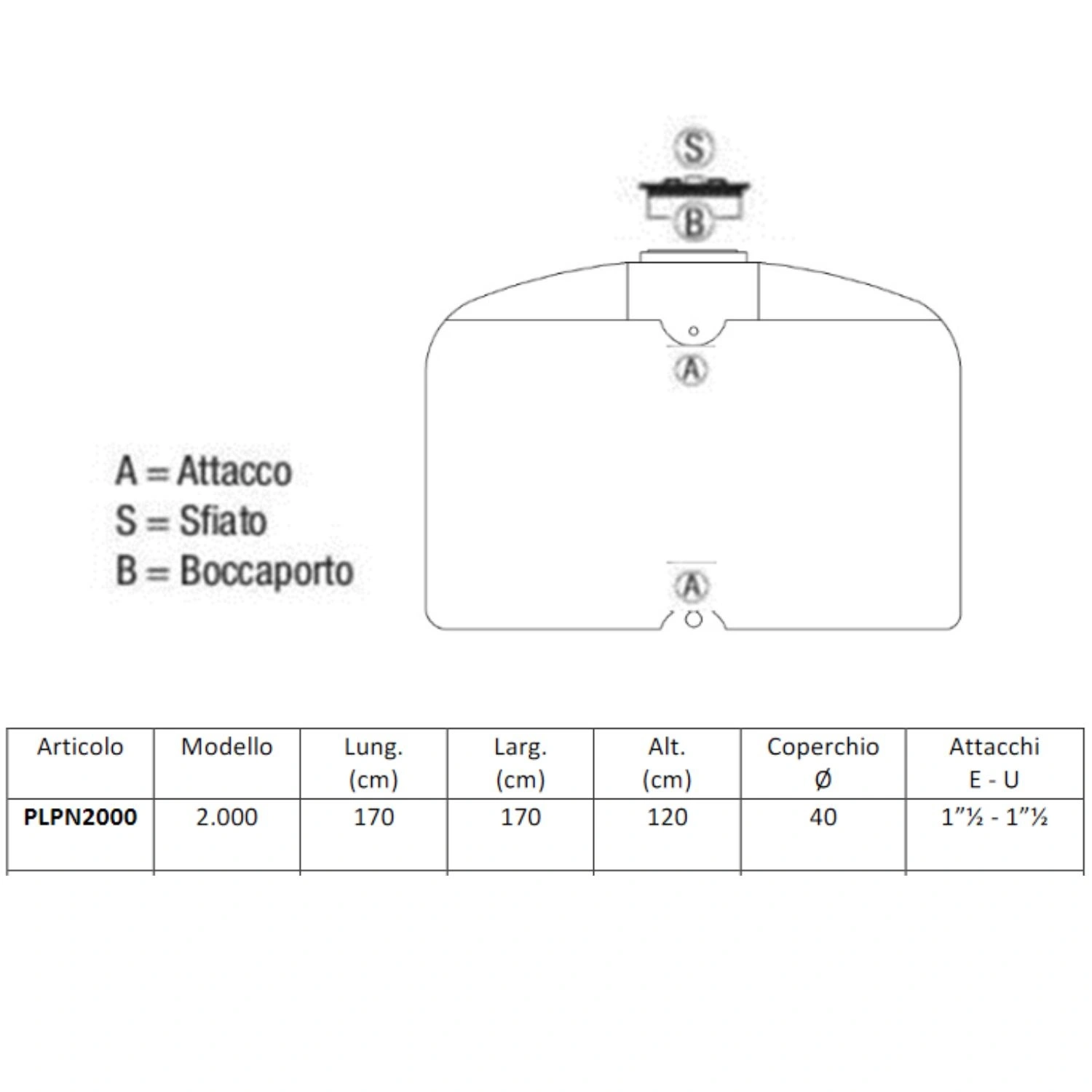 Serbatoio Acqua 2000 Litri Polietilene Panettone 1 Serbatoio Acqua 2000 Litri Polietilene Panettone