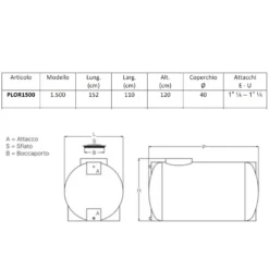 Serbatoio Acqua Orizzontale 1500 Litri PE Atossico Da Esterno