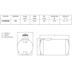 Serbatoio Acqua Orizzontale 300 Litri PE Atossico Da Esterno 6 Serbatoio Acqua Orizzontale 300 Litri PE Atossico Da Esterno -Vendite Ediliamo serbatoio acqua orizzontale 300 litri pe atossico da esterno 2