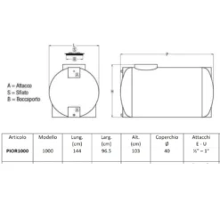 Serbatoio Da Interro 1000 Litri Orizzontale PE Atossico Cilindrico