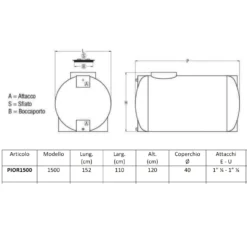 Serbatoio Da Interro 1500 Litri Orizzontale PE Atossico Cilindrico