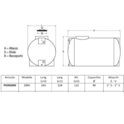 Serbatoio Da Interro 2000 Litri Orizzontale PE Atossico Cilindrico