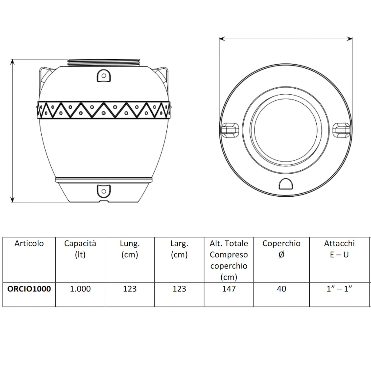 Serbatoio Per Acqua 1000 Litri Polietilene Orcio 1 Serbatoio Per Acqua 1000 Litri Polietilene Orcio