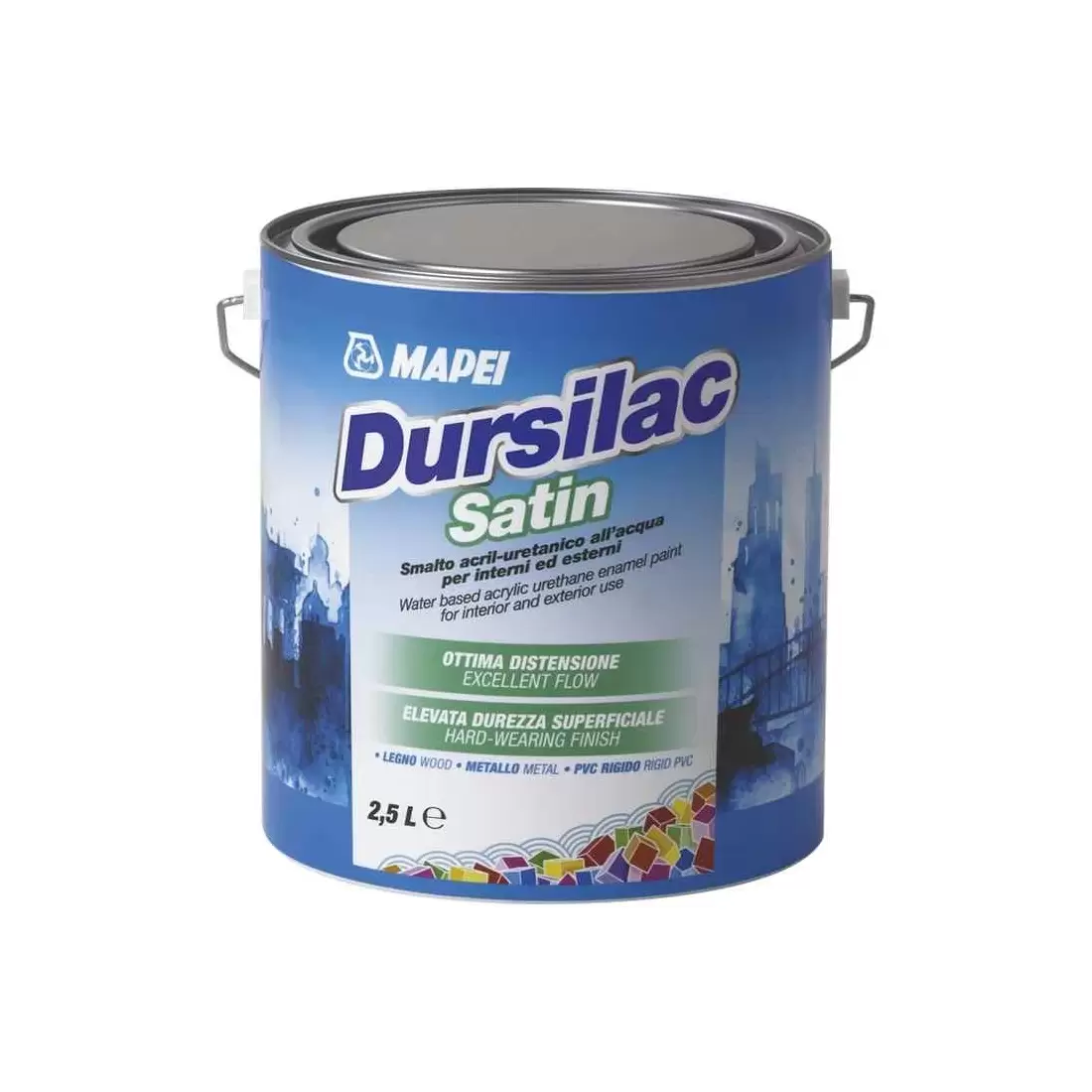 Smalto All'acqua Dursilac Satin Mapei 0.75Lt Effetto Satinato 1 Smalto All'acqua Dursilac Satin Mapei 0.75Lt Effetto Satinato