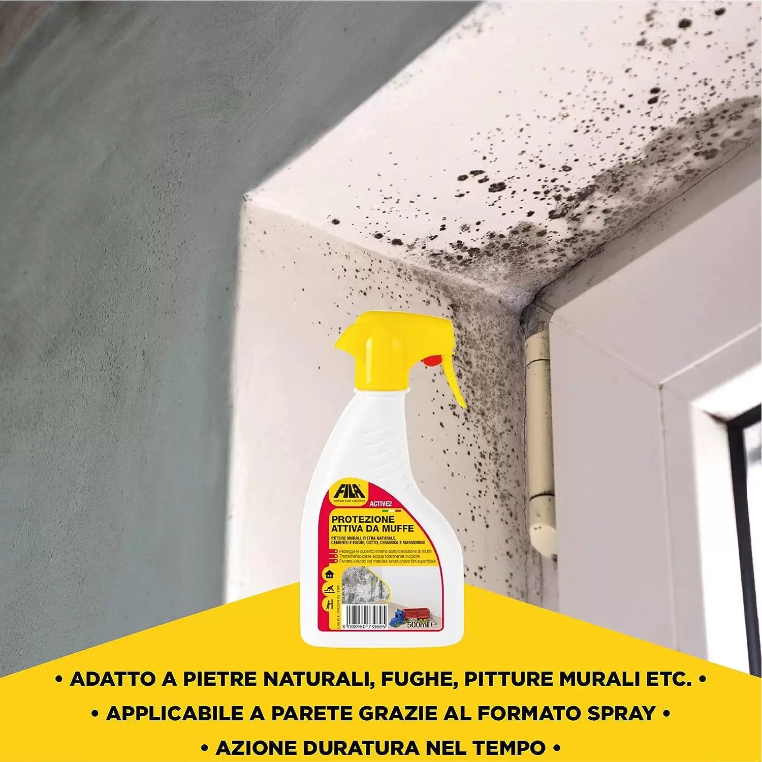Spray Antimuffa Active2 Fila 500ml 2 Spray Antimuffa Active2 Fila 500ml - immagine 2