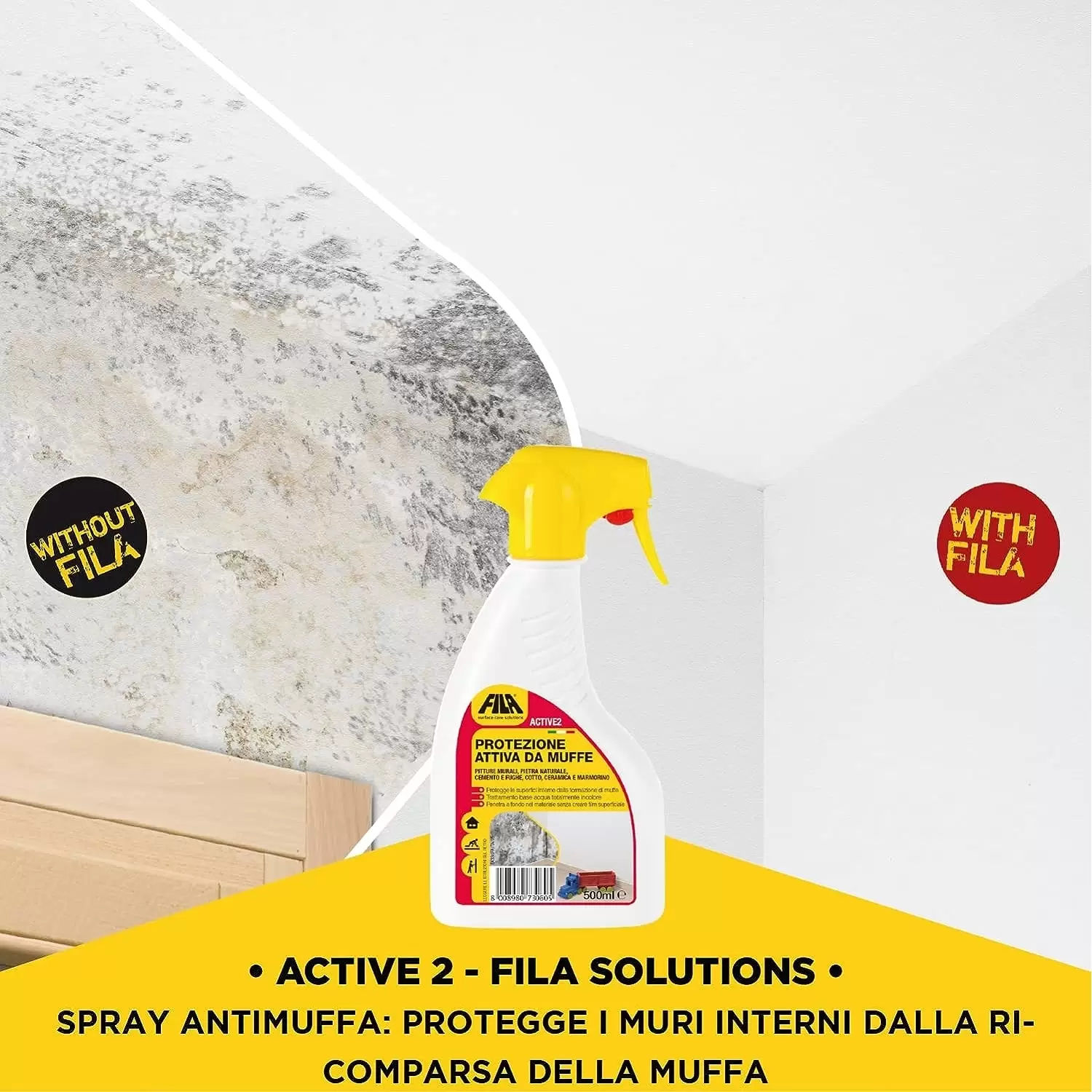 Spray Antimuffa Active2 Fila 500ml 5 Spray Antimuffa Active2 Fila 500ml - immagine 5